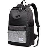 VASCHY Backpack for Men, Water-Resistant School Backpack Bookbag Schoolbag Teens Casual Daypack Work Black