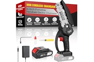 ENERJARY Mini Chainsaw Cordless,6-Inch Portable Handheld Electric Chainsaw with Security Lock,Battery Powered 2000mah Rechargeable Super Saws for Wood Cutting Tree Trimming DIY Projects Gardening Camping