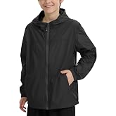 UIQUR Boys Rain Jacket Girls Waterproof Raincoats Kids Windbreakers 5-14Y | Cycling Hooded Lightweight with Zipper Pockets Climbing Camping Running School Outdoor