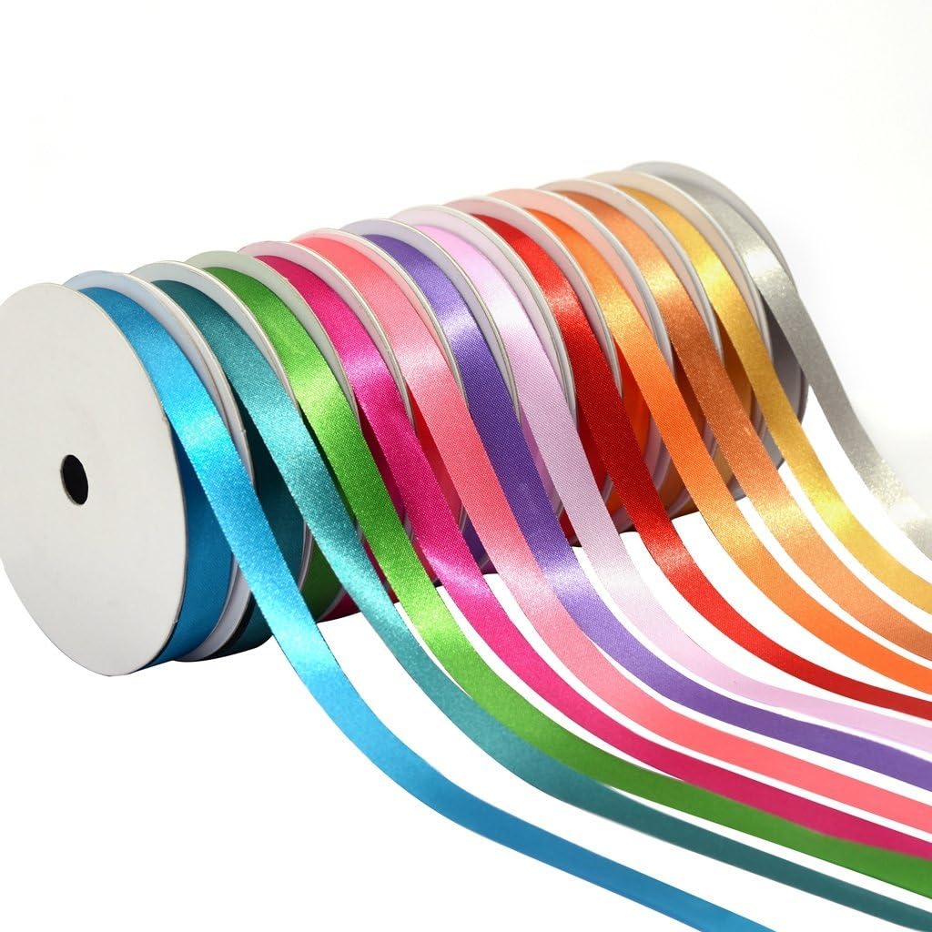 BakeBaking Satin Ribbons, 12 Rainbow Assortment Rolls