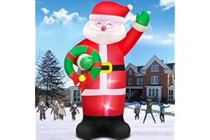 12 FT Tall Christmas Inflatables Outdoor Santa Claus Decorations, Giant Inflatable Santa with Garland Xmas Blow Up Yard Decor