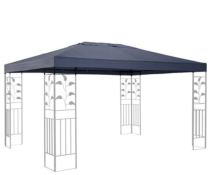 QUICK STAR Ersatzdach für Blätter Pavillon 3x4m Pavillondach Grau Ersatzbezug