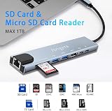 Avigers USB C Hub Ethernet Adapter 8 in 1 100W PD 4K SD/TF USB-C port view 7