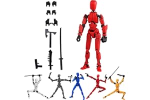 ZMarQarr Titan T13 Action Figures Lucky Dummy 13 Robot Anime Figures Fidget Toys for Boys Autism Sensory Toys Multi Joints Movable Cool Gadget Toys Gifts for Kids (Assembly Completed Red)