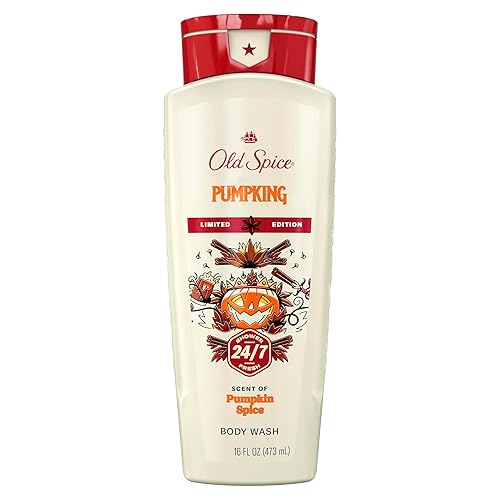 Old Spice Body Wash for Men, Holidudes Holiday Edition, 24/7 Holiday Freshness, Lasting Scent and Rich Lather, Stocking Stuffer, PumpKing Pumpkin Spice Scent, 16 oz