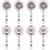 JANYUN 50 Pcs Retractable Badge Reel Clips Holder for Hanging ID Card Name Key Chain (Clear Frosted)