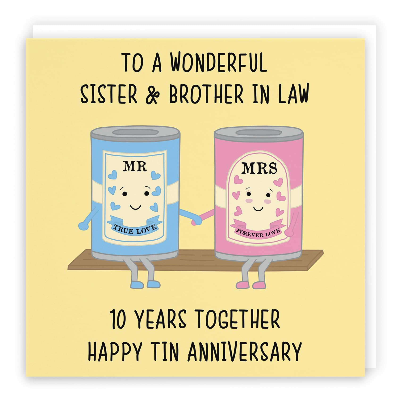 Hunts England - Sister And Brother In Law 10th Anniversary Card - To A Wonderful Sister & Brother In Law - 10 Years Together - Happy Tin Anniversary - Iconic Collection