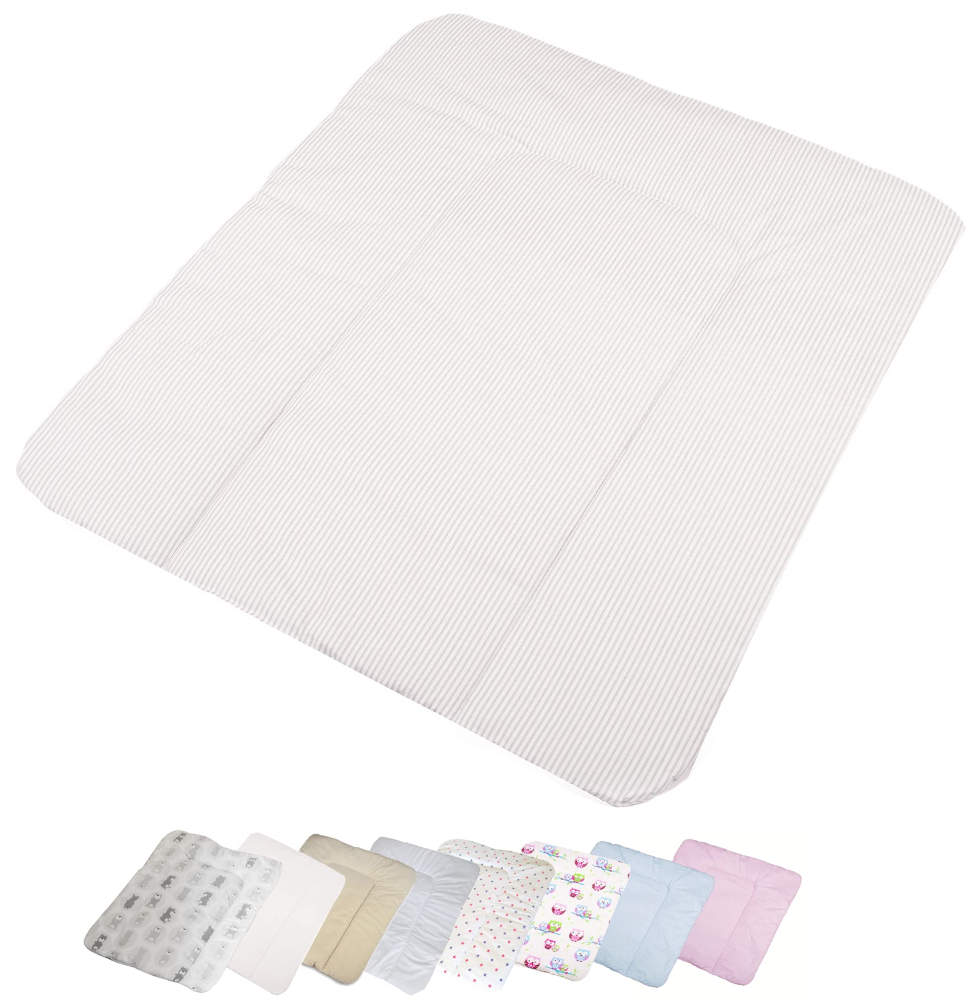 Vizaro - Padded Changing Mat 70x75 cm - Pure Premium Cotton - Made in EU - OekoTex - Safe for Babies - C. Grey Stripes