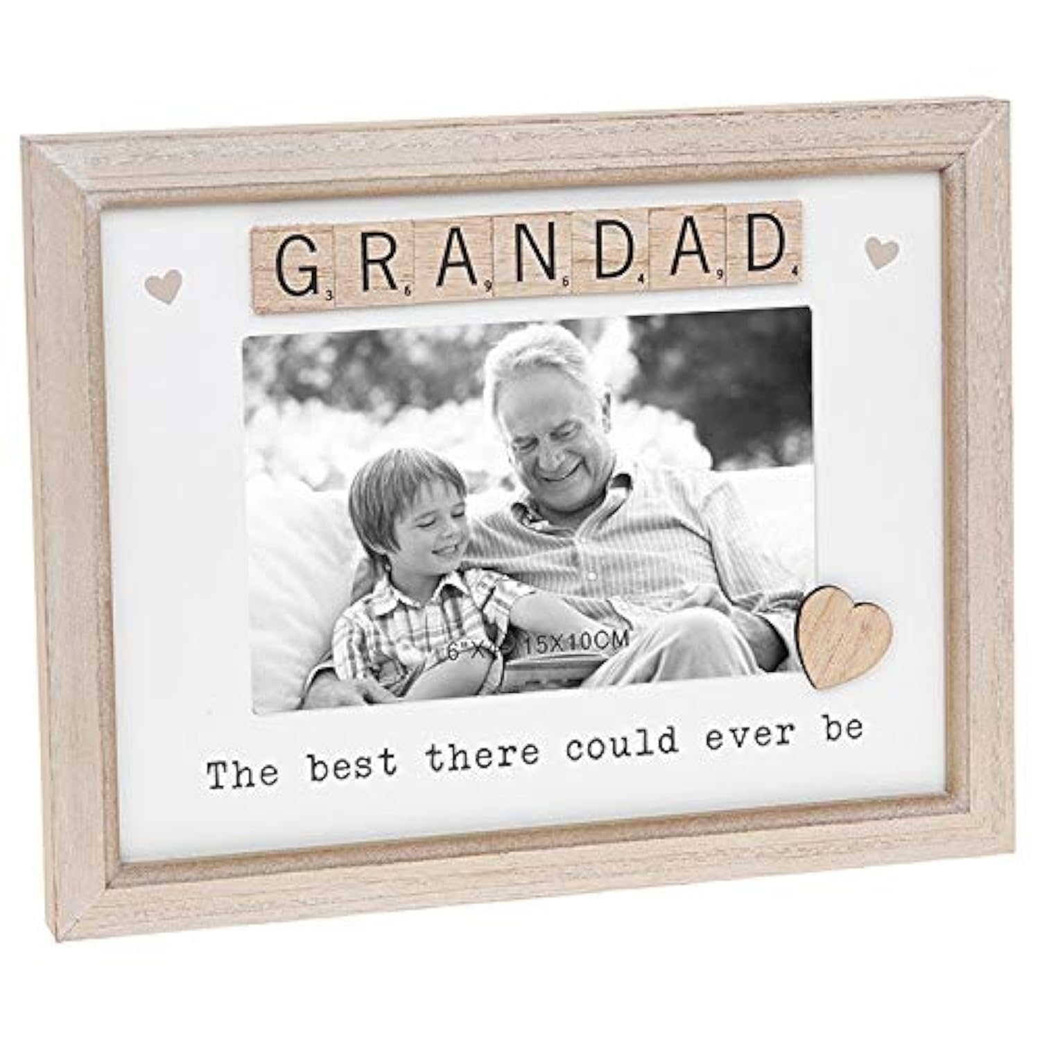 Scrabble Sentiments Wooden Photo Frame Grandad Gift, Beige