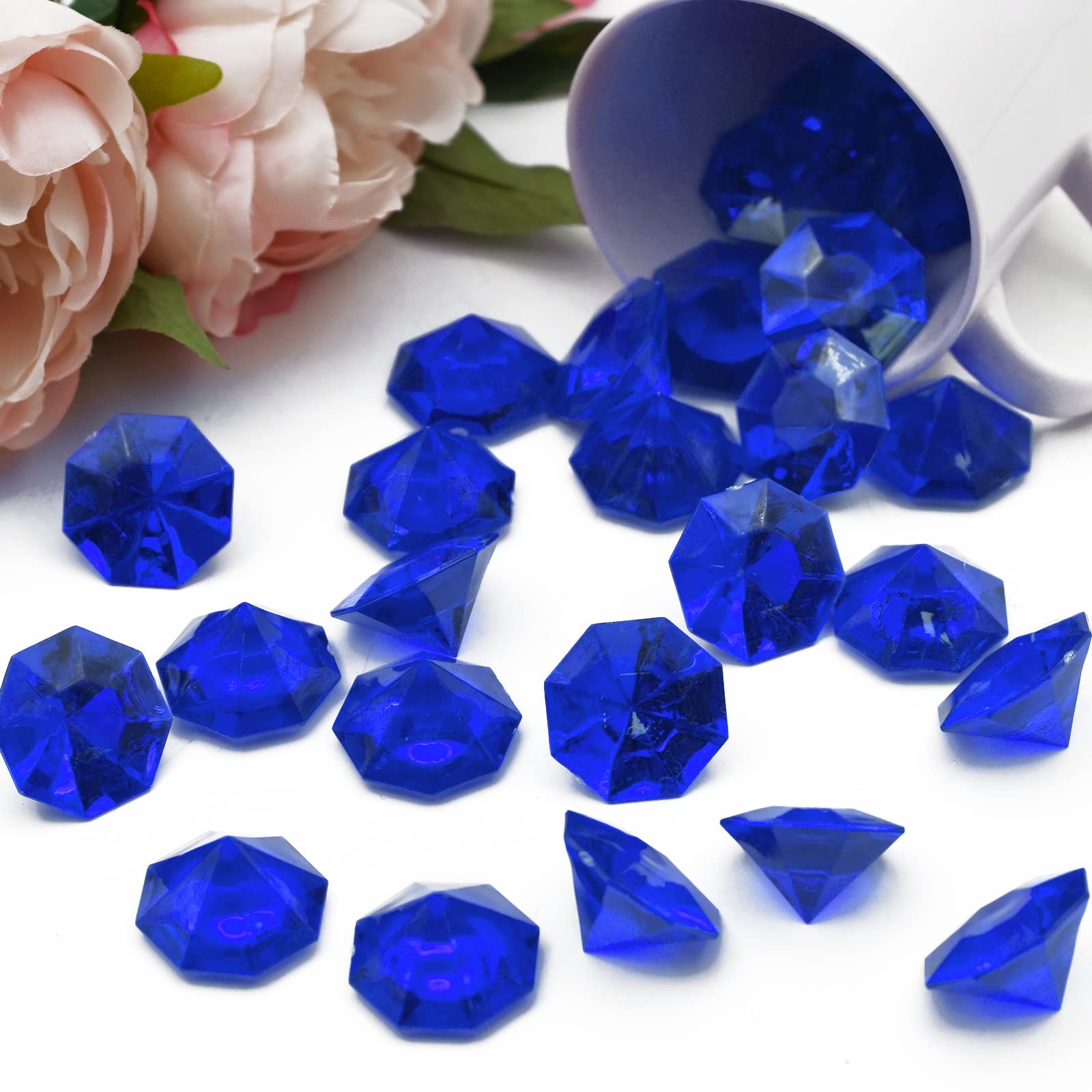 Photo 1 of 47pcs Acrylic Diamond Gems Pirate Plastic Gems Large Acrylic Gems Jewels Bulk Treasure Chest Hunt Party Favors 25 Carat for Kids (Dark Blue)