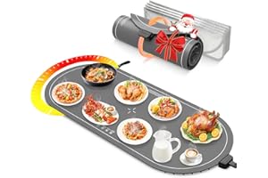 WUEAOA Food Warming Mats for Countertop Extra Large(XXL 36"x15"),Electric Heating Pad for Food,Roll Up Silicone Warmer Mat for Party,Christmas House Warming Gift for Home Daily Use(Gray)