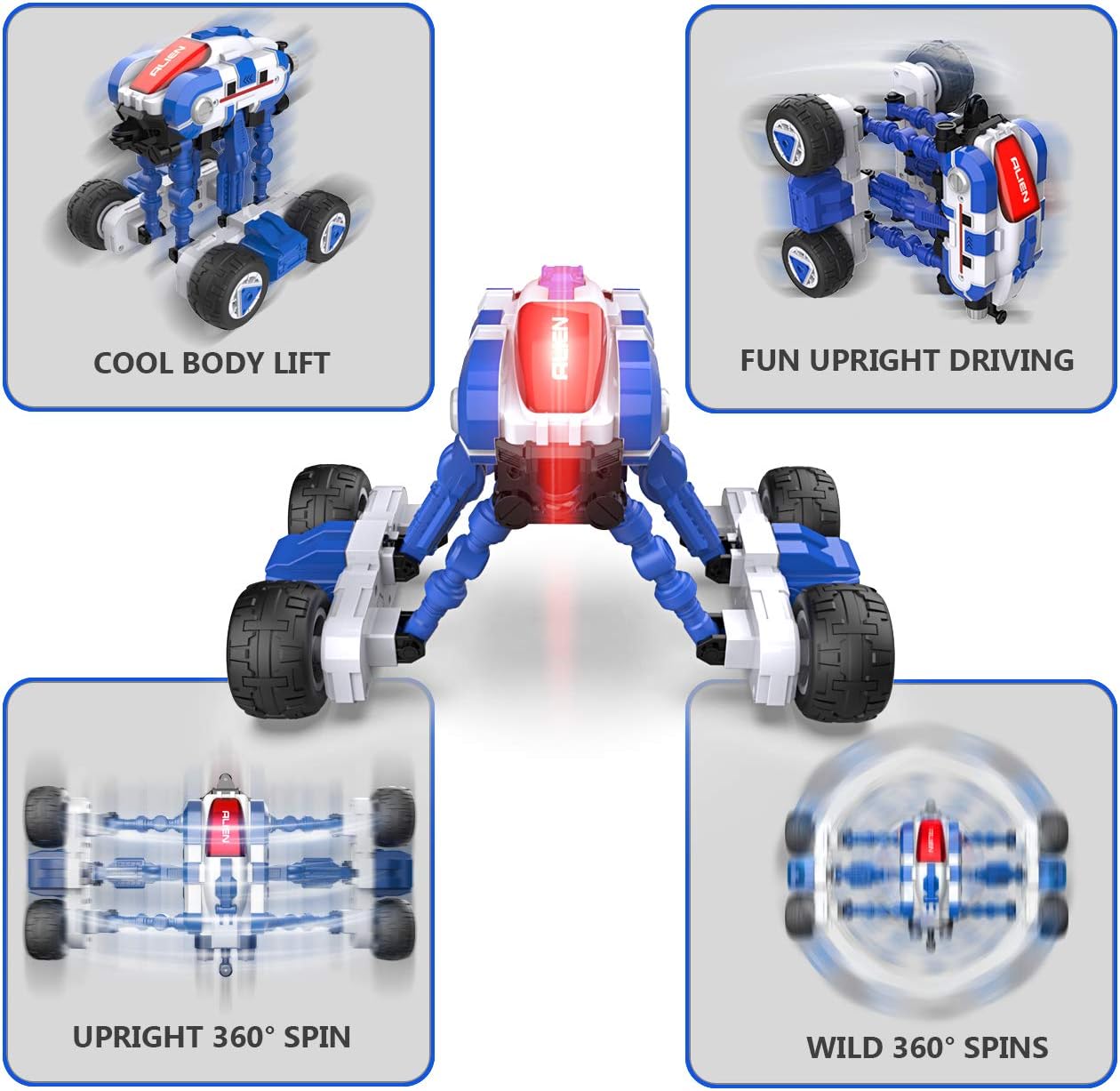 RC Cars, HBUDS 2.4GHz Remote Control Electric 4WD High Speed Monster Truck Toys, 2 Batteries for 40 Min Play, Off Road Crawler Stunt Car 360° Flips Vehicles Hobby Gift for Boys & Girls: Toys & Games