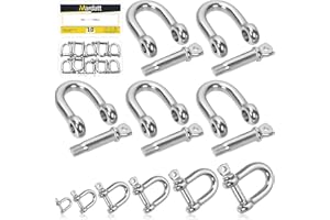 Mardatt Stainless Steel 304 D Shape Shackle, D Shape Screw Pin Large Screw Shackles for Boat Sailboat Chain Rigging Clasp