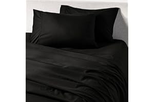 PeachSkinSheets Midnight Black Sheet Set - 1500tc Level of Softness - Extra Soft Cooling Sheets for Hot Sleepers and Night Sweats - Split Head King Size (36" Split)