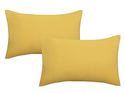 Biberna 0077144 Jersey-Kissenhüllen aus 100 % Baumwolle mit Reißverschluss, 2er-Pack, 40 x 60 cm Gelb, 27 x 18 x 3 cm