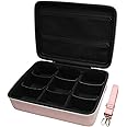 LTGEM Card Game Case Compatible with Cards Against Humanity/Magic the Gathering/UNO/Pokemen/Baseball/Football Cards 3000+, Trading Card Storage Box with 6 Dividers and Shoulder Strap, Pink