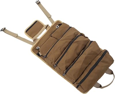 BROLEO Tool Roll Up Bag Organizer Khaki Oxford Cloth Separate Pockets Durable