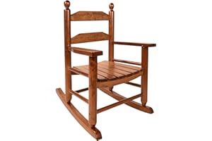 HNGILKOO Toddler Rocking Chair Wooden Comfy Recliner Rocker for Kids Ages 3-6 Baby Lounge Chair Indoor Outdoor Girls Children’s Playroom Christmas Gift Brown