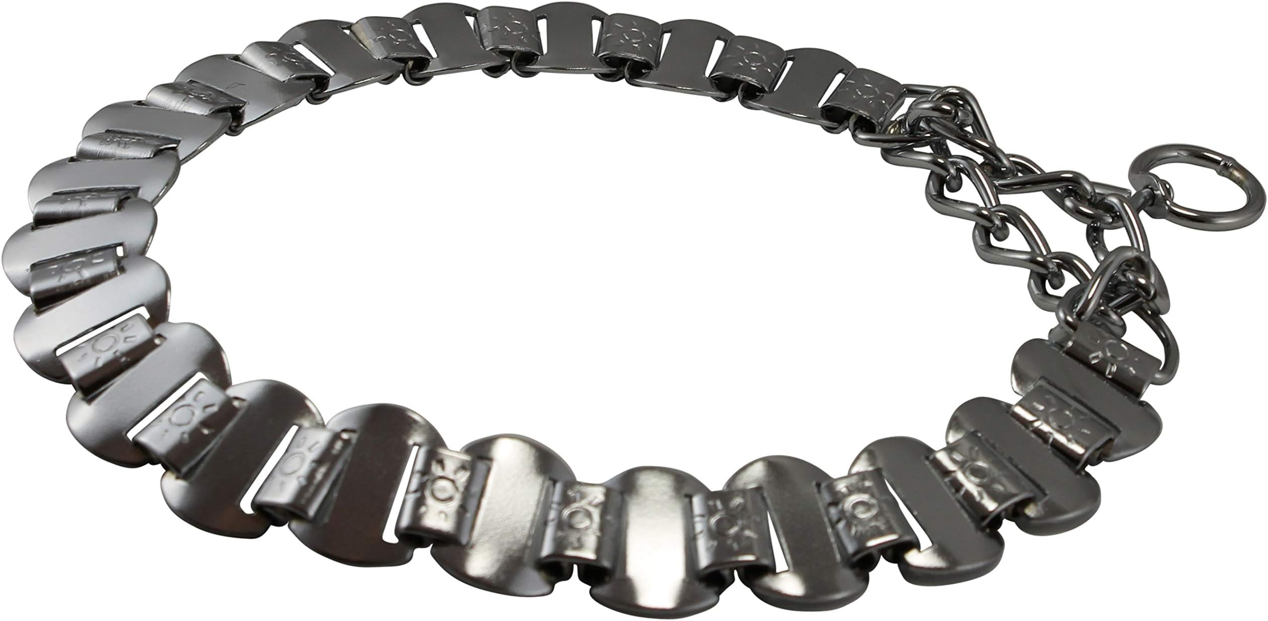 Metal Plates Martingale Dog Collar 3mm Link Chrome