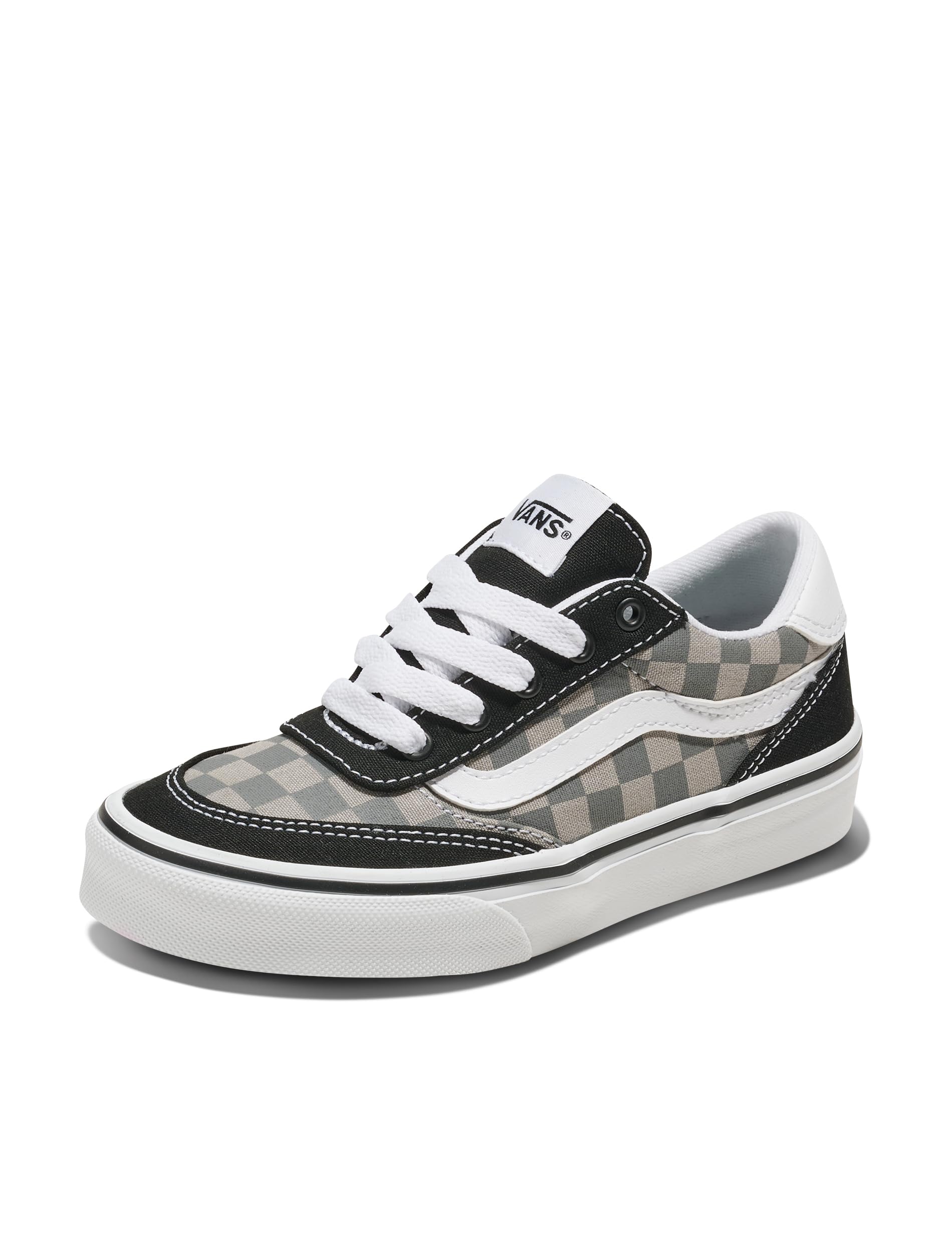 Vans Little Kids' Brooklyn LS Shoe - Casual Low-Top Sneakers for Boys & Girls. Tonal Check Pewter. 12 Image