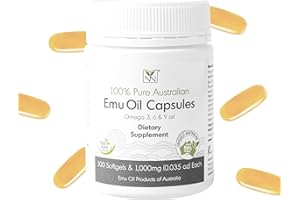 YNN Y-NOT-NATURAL Emu Oil Capsules - Heart, Hair, Metabolism & Joint Support Supplement - Pharmaceutical Grade Emu Oil with CLA, Omegas 3, 6 & 9 with Vitamin K2, A & E by Y-Not Natural - 1000mg, 100 Capsules