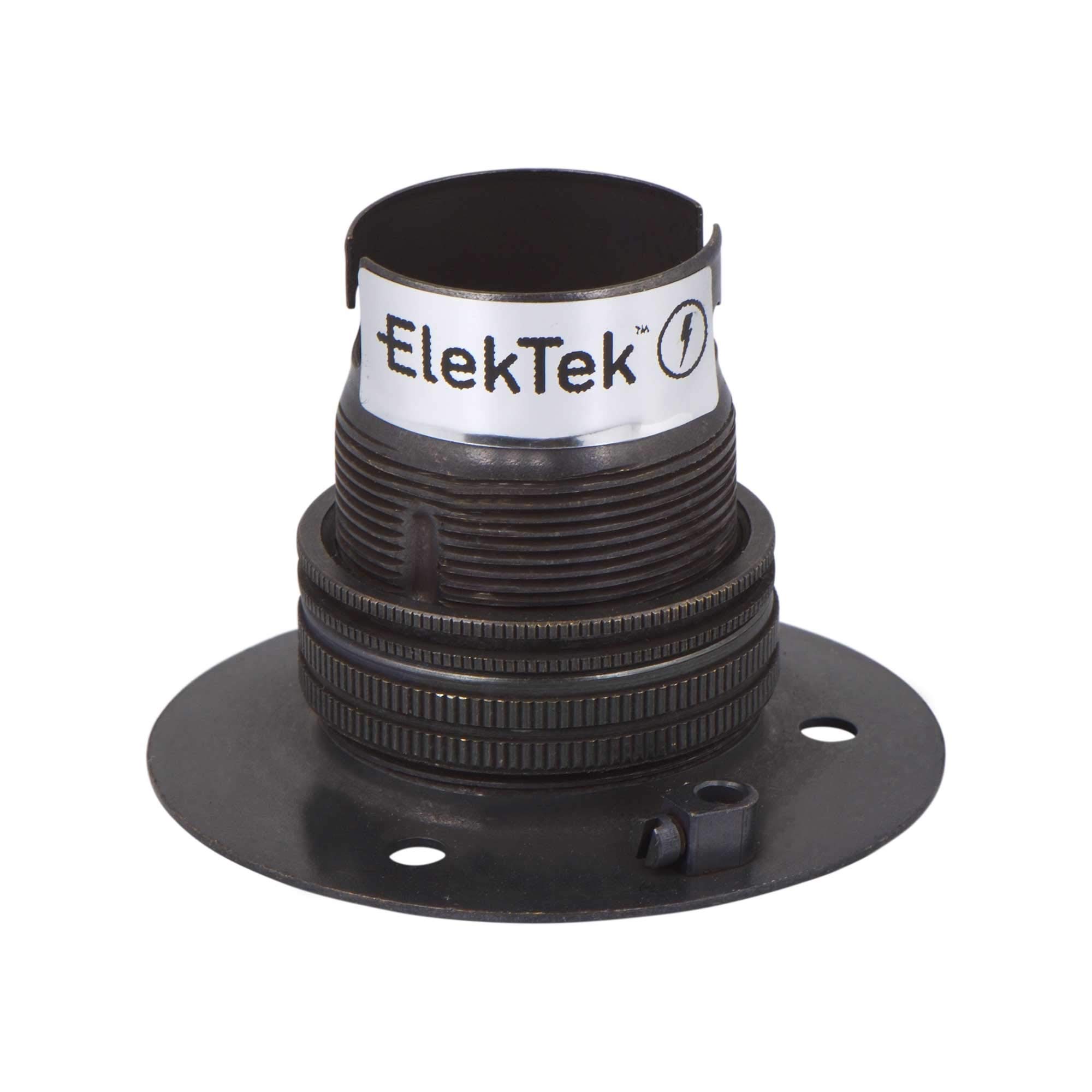 ElekTek Bronze Batten B22 BC Bayonet Cap Lamp Holder with Shade Ring 52mm Base NOT for BESA Conduit Box - Made in UK