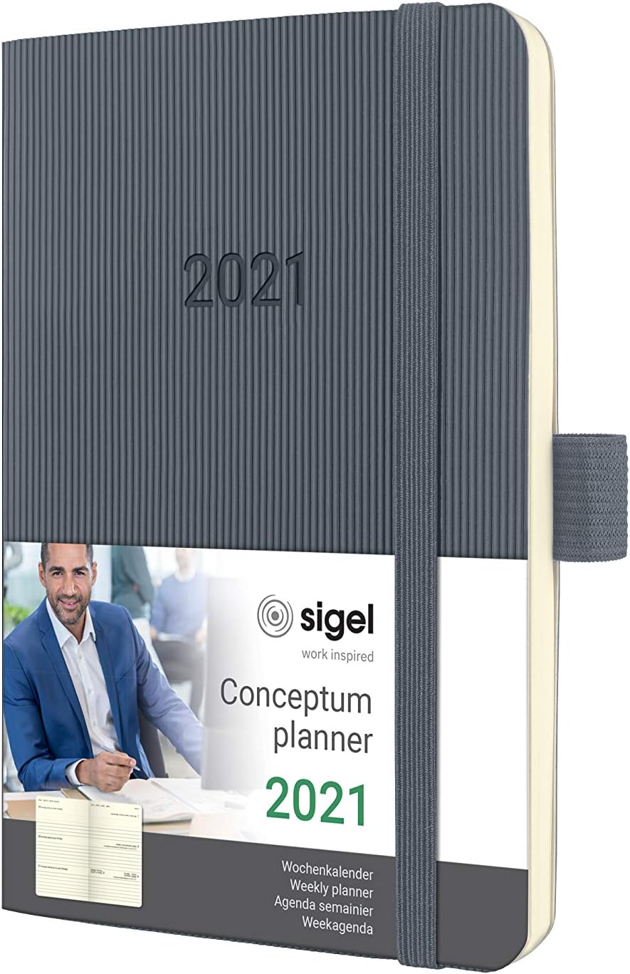 SIGEL C2137 Weekly Diary 2021, Approx. A6, Dark Grey, softcover - Conceptum, darkgray