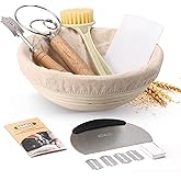 KOACKL Sourdough Bread Starter Kit, 9 Inch Round Bread Making Tools Kit Banneton Proofing Basket with Cloth Liners, Dough Scr