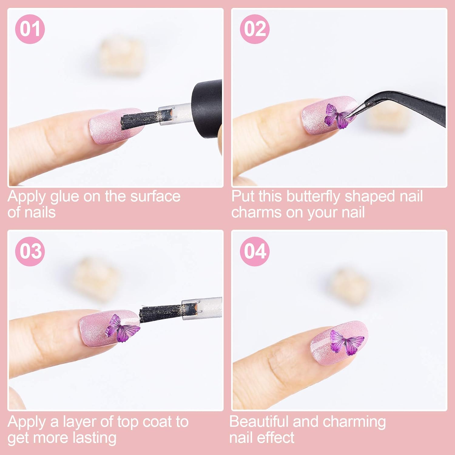 PAGOW 90pcs 3D Acrylic Butterfly Charms for Nails, 18 Colors Butterfly Nail Glitter Sets, Novel Design Acrylic Butterfly Nail Charms for Nail Art Decoration & DIY Crafting Design: Kitchen & Dining