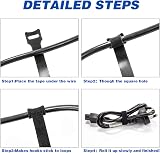 OneLeaf 80PCS 150mm Black Reusable Cable Ties Hook Loop Wire Management Ties view 5