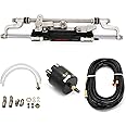 Winibo ZA0350 Marine Hydraulic Outboard Steering Kit for Outboard up to 300HP with Helm Pump, Compact Cylinder, Tubing (Others)
