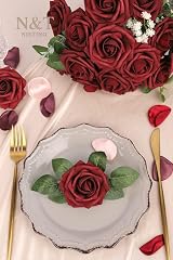 N&T NIETING Artificial Flowers Red Roses 50 Pcs Real Touch with Stems DIY view 9