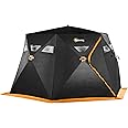 Outsunny 4 Person Insulated Ice Fishing Tent, Pop-Up Portable Ice Fishing Shelter with Carry Bag, Two Doors and Anchors for -