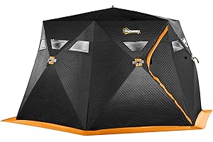Outsunny 4 Person Insulated Ice Fishing Tent, Pop-Up Portable Ice Fishing Shelter with Carry Bag, Two Doors and Anchors for -
