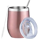 MEZMUT 12 Oz Insulated Wine Tumbler with Lid Double Wall Vacuum Stainless Steel Wine Glass Coffee Mug Insulated Tumbler Cup f