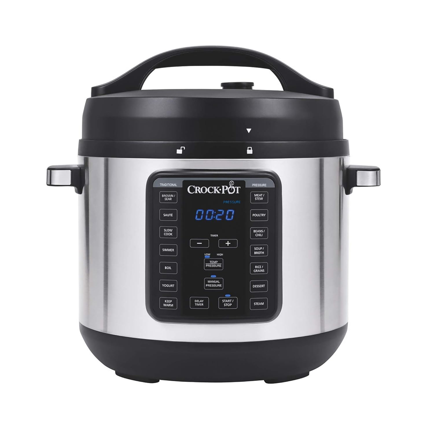 Crock-pot SCCPPC800-V1 8-Quart Multi-Use XL Express Crock Programmable Slow Cooker with Manual Pressure, Boil & Simmer, Stainless Steel