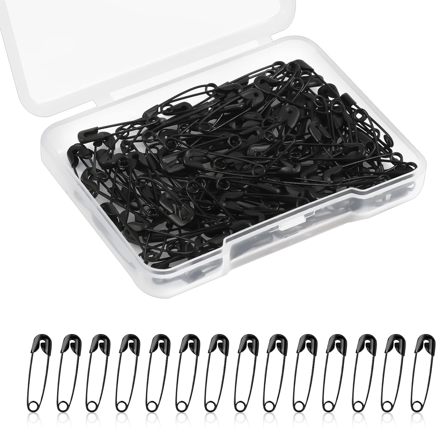 150pcs Safety Pins, 19mm Mini Safety Pins for Clothes Metal Safety Pin for Clothing Sewing Handicrafts Jewelry Making (Black)