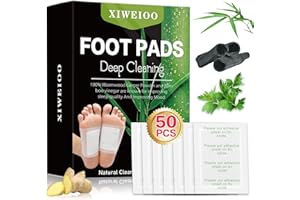 XIWEIOO 50 Pack Natural Foot Pads Ginger Wormwood Bamboo Vinegar Foot Care Patch Message Deep Cleansing Relief, Better Rest, Feet Health Patches, Relaxing Muscles Kit Christmas Gifts for Women