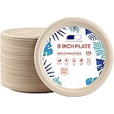 JOYFULOCEAN Paper Plates, 165 Count Compostable Disposable Paper Plates, Party Plates 9 Inch Heavy Duty, Bagasse Natural Biodegradable Eco-Friendly Sugarcane Fibers Plate