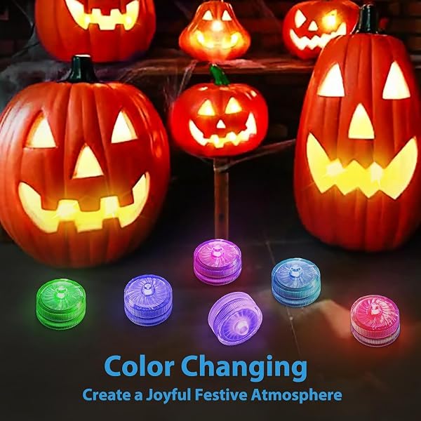 IDYL LIGHT BLUE SUBMERSIBLE LED LIGHTS, WATERPROOF TEA LIGHTS 100H UNDERWATER MINI POOL LIGHTS BATTERY OPERATED FLAMELESS FOR VASES FOUNTAIN HALLOWEEN CHRISTMAS HOME DECORATIONS (24 PACK)
