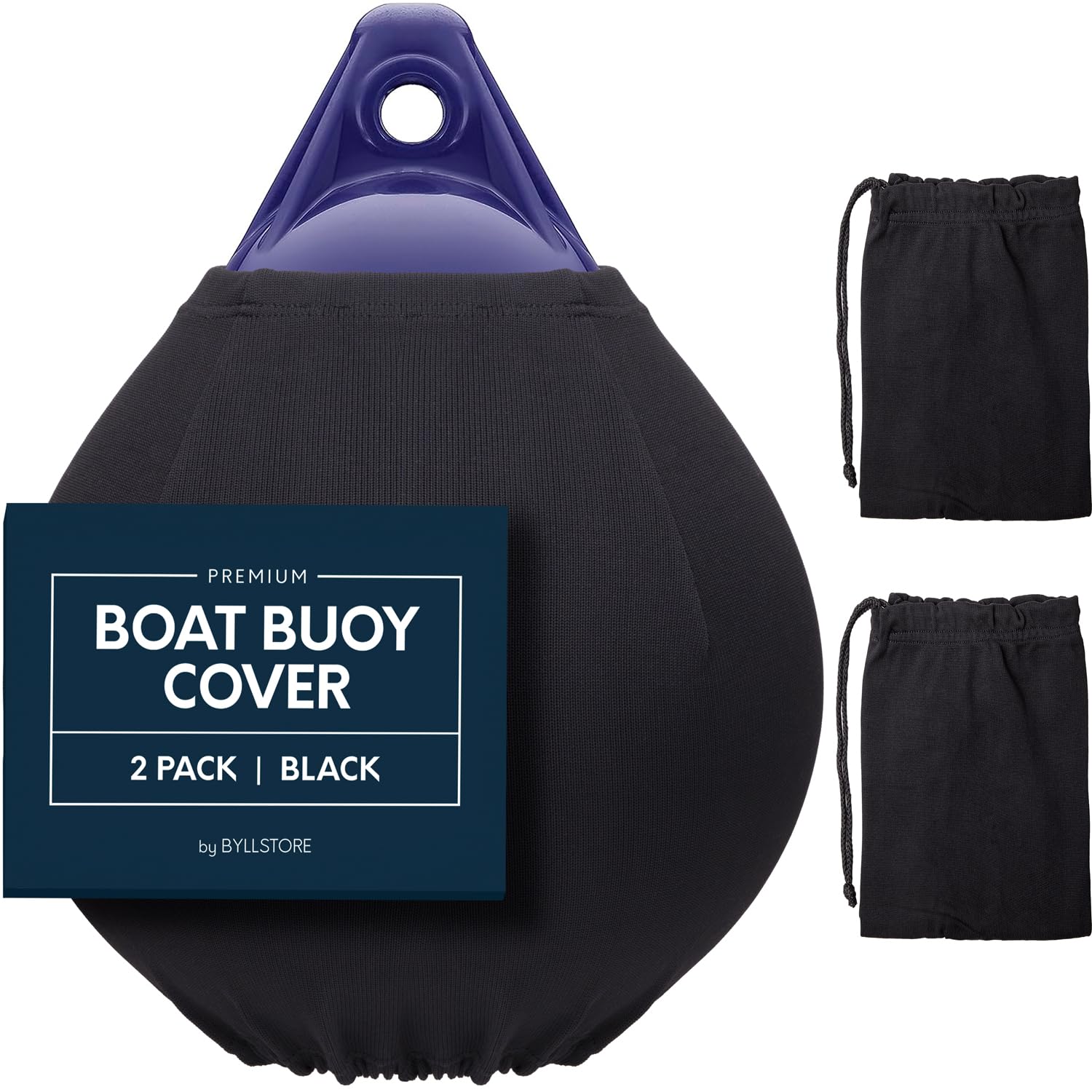 Photo 1 of Byllstore Boat Buoy Covers | 1, 2 & 4-Pack | Black | Diameter x Length: 15? x 19? & 17.5? x 21? | Polyester (2-Pack & 17.5? x 21?)