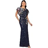 Adrianna Papell Womens Beaded Mermaid Long Dress