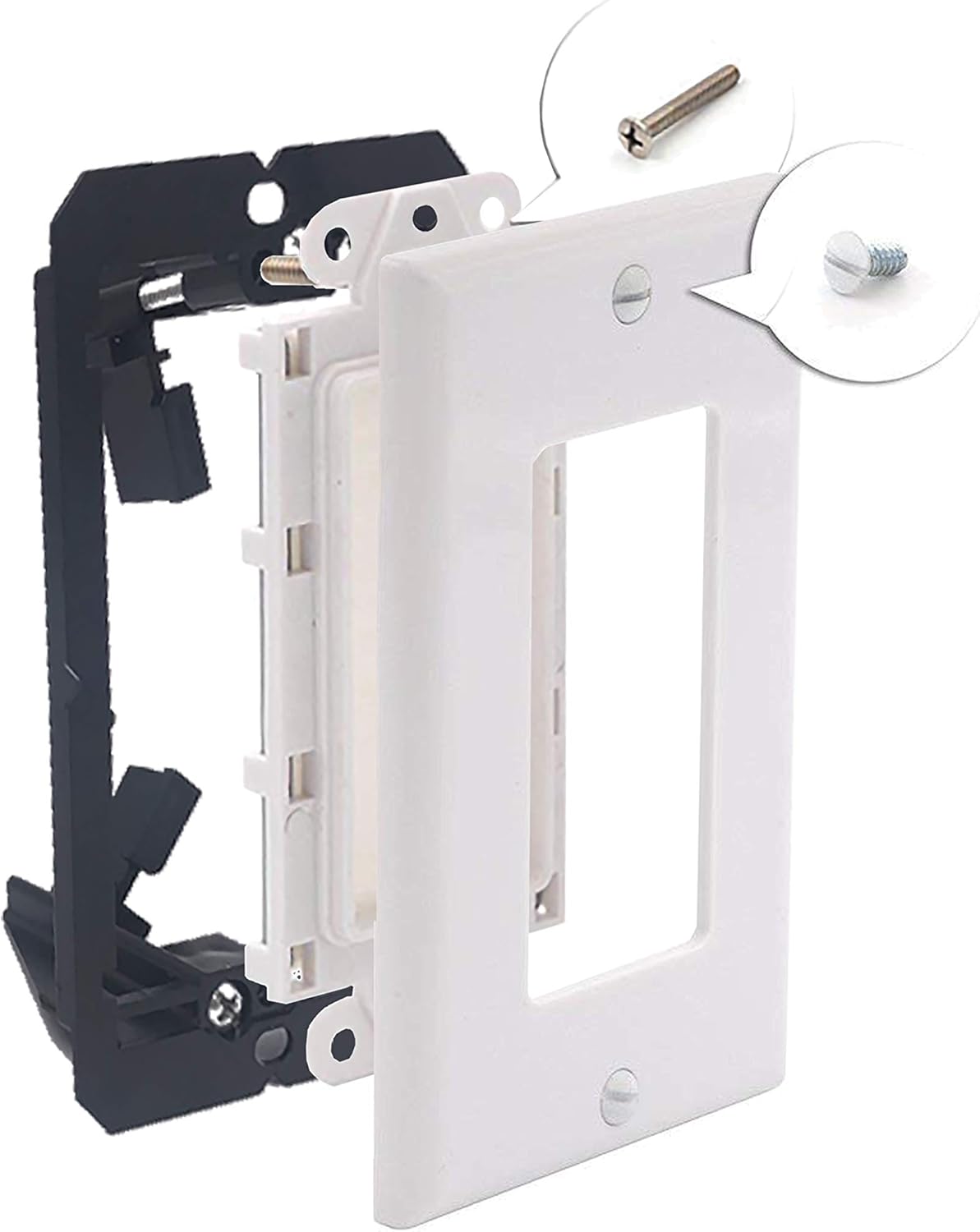 VCE Single Brush Wall Plate with Single Gang Low Voltage Mounting Bracket Cable Pass Through Insert for Wires, Single Gang Cable Access Strap, Wall Socket for HDTV, Home Theater Systems 3 Pack: Electronics