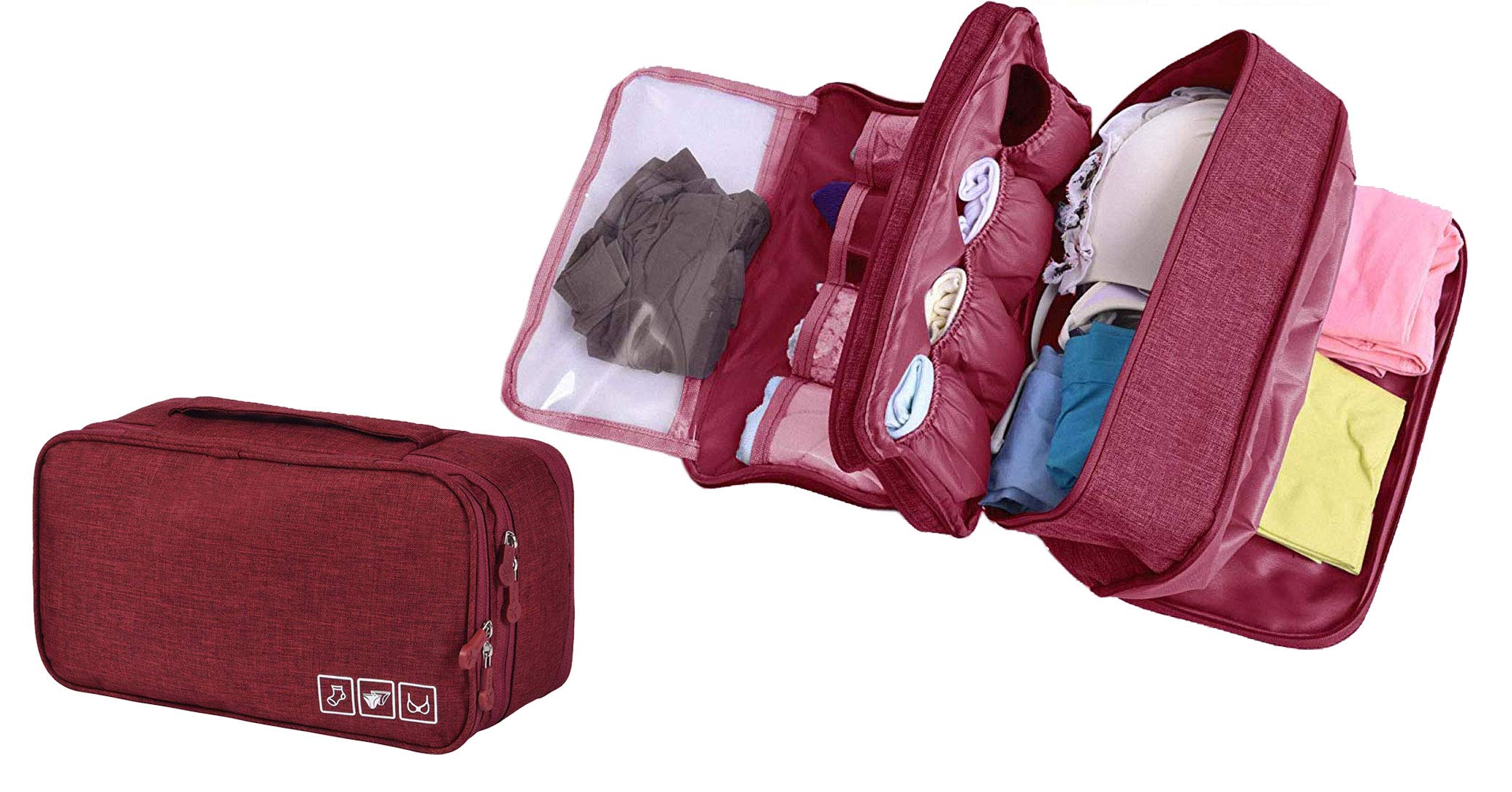 Bansga Bra Organizer Bag Underwear Pouch Waterproof Personal Garment Bag Case (Red)