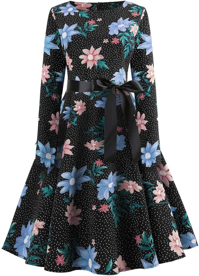 Jchl Damen Kleid Frauen Retro Mittelarmel Sommer Heisser Sexy Drucken Kleid Perfekt Fur Verschiedene Anlasse Amazon De Bekleidung