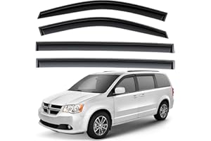 GrandWheel Co Smoke Tinted Tape-On Side Window Vent Visor Deflectors Rain Guards Compatible with Dodge Grand Caravan 2008-202