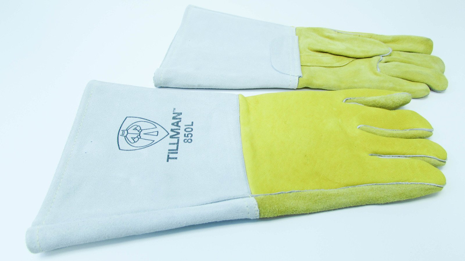 John Tillman Large 14" Gold and Pearl Premium Elkskin CottonFoam Lined Stick Welders Gloves with Kevlar Thread Locking Stitch (Carded) (TIL850L)