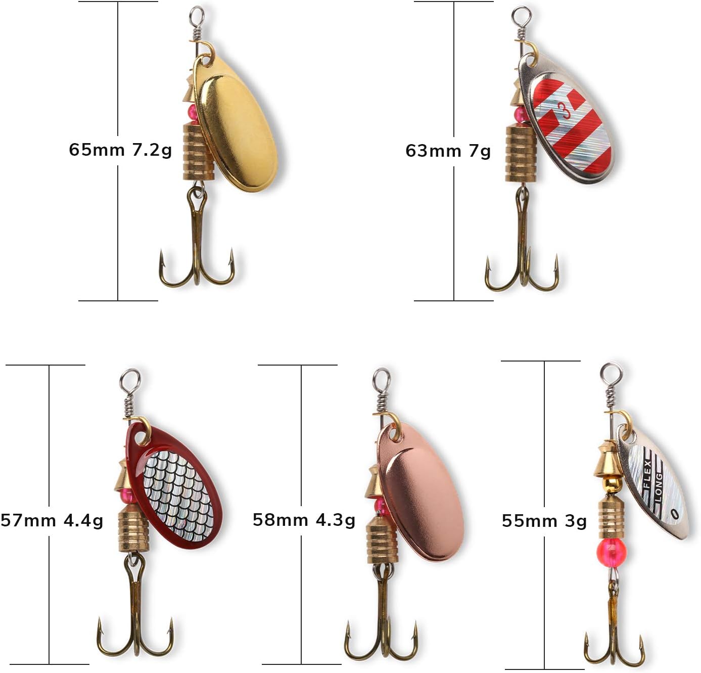 10pcs Fishing Lure Spinnerbait, Bass Trout Salmon Hard Metal Spinner Baits Kit with Tackle Boxes : Sports & Outdoors
