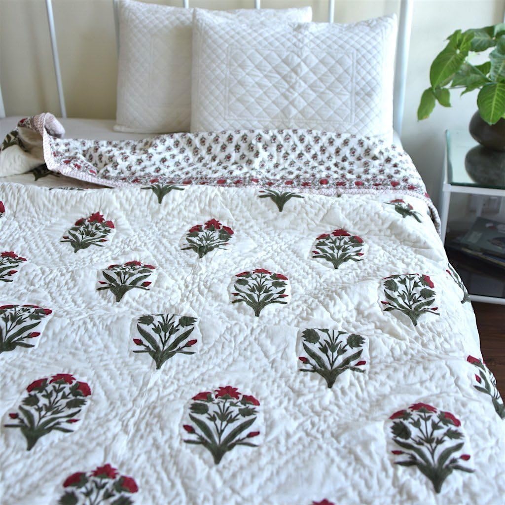 Royal Handicrafts Cotton Palm Tree Rajasthani Quilt-60 x 90 Inches, Multicolour