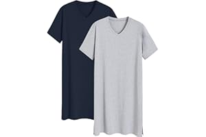 Latuza Men's 2 Pack Nightshirt Cotton Sleep Shirt Nightgown